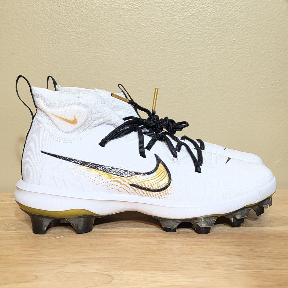 Nike Alpha Huarache NXT MCS White Gold Baseball Cleats FZ8650-119 Men’s Size 8.5